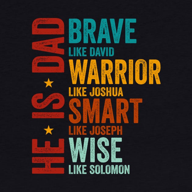 He Is Dad, Happy Fathers Day, Brave Like David, Warrior Like Joshua, Smart Like Joseph, Wise Like Solomon, Bible Verses by artbyGreen